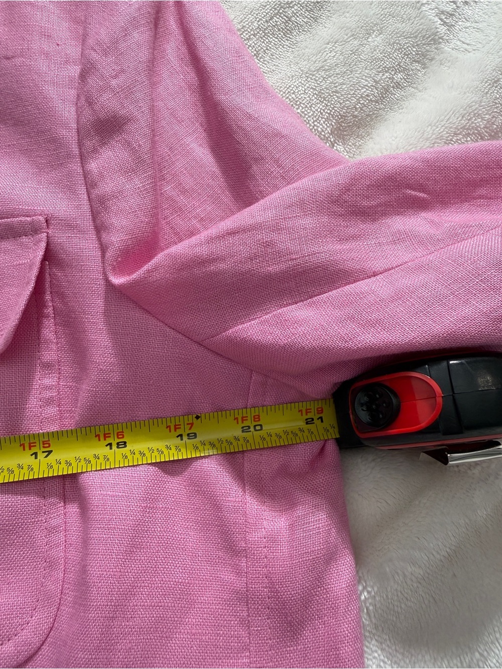 Chaps Vintage Pink 100% Linen Button Up Blazer Jacket Utility Pocket Classic XL - Picture 8 of 8